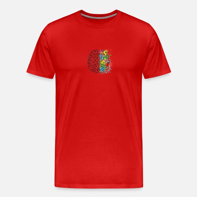 Kreative oder logich im Gehirn - Männer Premium Bio T-Shirt - Rot
