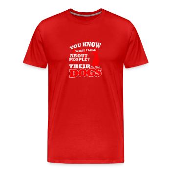 Distressed - In humans I like their dogs - Men's Premium Organic T-Shirt - red - Front - Damien (186cm)
