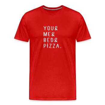 I Love Pizza Fast Food Relationship Couple Gift - Men's Premium Organic T-Shirt - red - Front - Damien (186cm)
