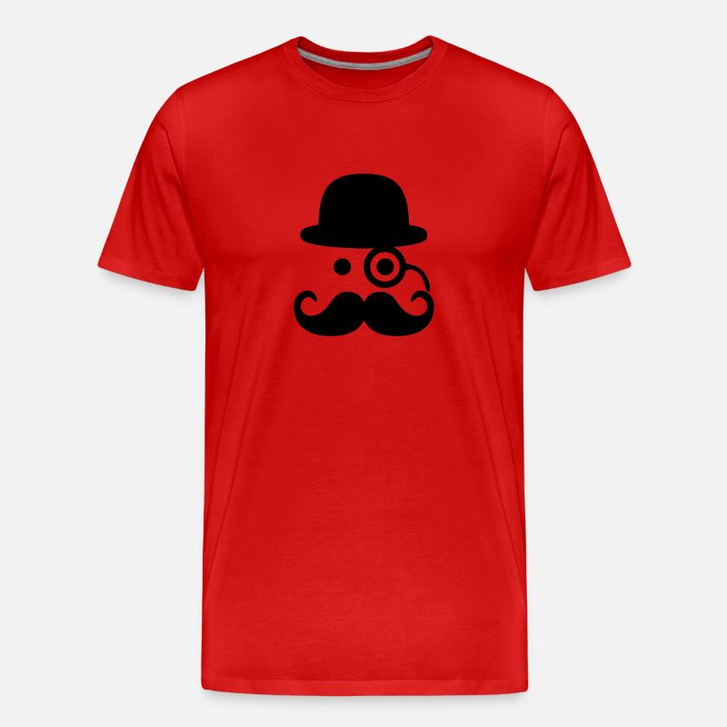 Smiley Mustache - Männer Premium Bio T-Shirt - Rot