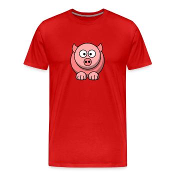 Cartoon Ferkel 2 - Männer Premium Bio T-Shirt - Rot - Vorne - Damien (186cm)