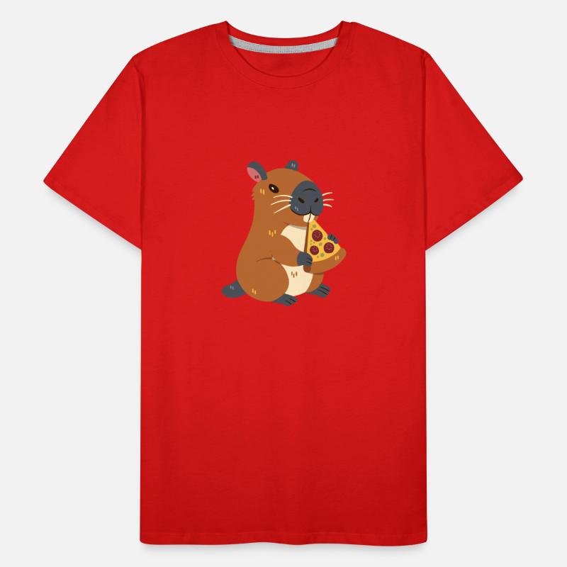 Capybara mit Pizza Männer Premium Bio T-Shirt