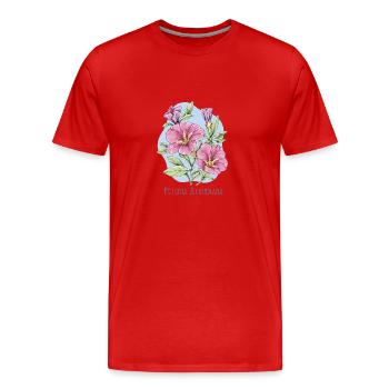 Pétunia de jardin (ordinaire) dessin botanique - T-shirt bio Premium Homme - rouge - Devant - Damien (186cm)