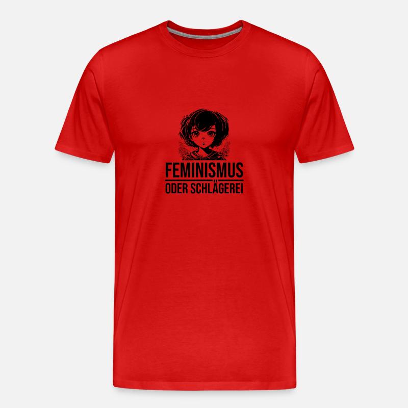Feminismus oder Schlägerei - Männer Premium Bio T-Shirt - Rot