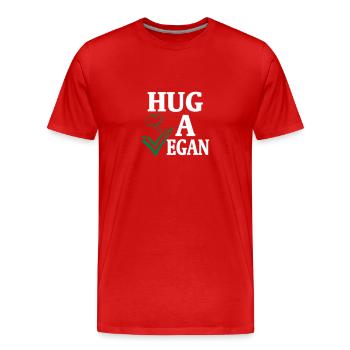 Hug Vegan les végétariens Veggie cadeau - T-shirt bio Premium Homme - rouge - Devant - Damien (186cm)