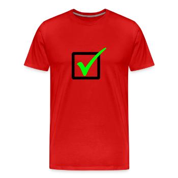 Unchecked / Hooked / Correct 2c - Men's Premium Organic T-Shirt - red - Front - Damien (186cm)