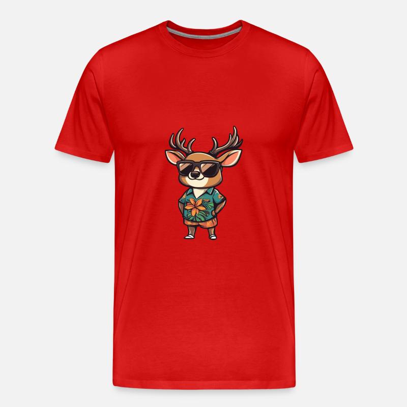 Hirsch Comic Urlaub - Männer Premium Bio T-Shirt - Rot