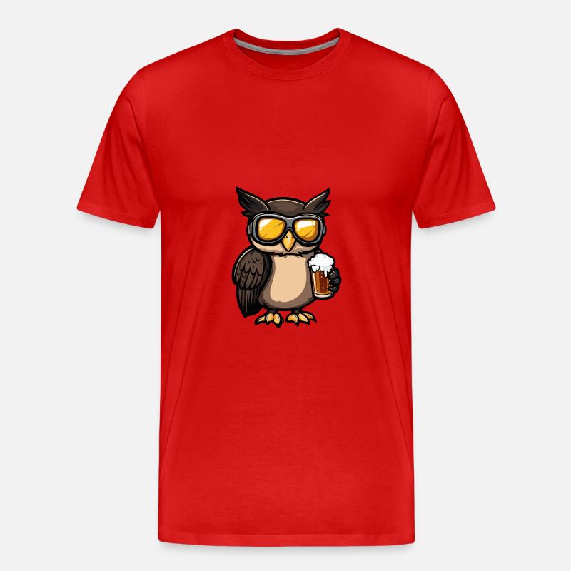 Eule Apres Ski Bier Comic - Männer Premium Bio T-Shirt - Rot