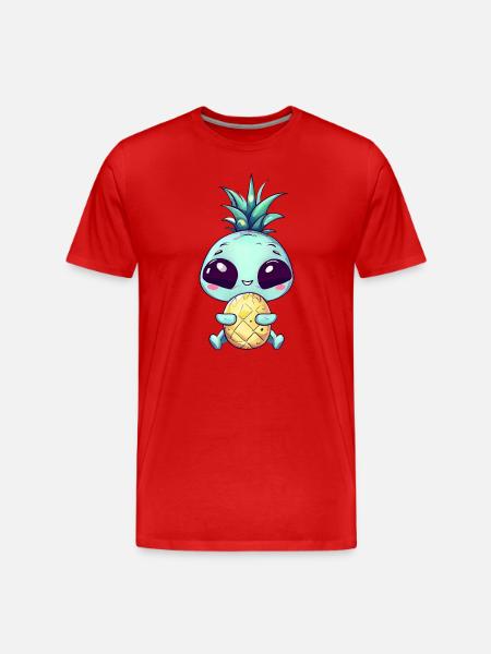 Alien with pineapple punk hairstyle - Men's Premium Organic T-Shirt - red