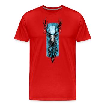 Lunar Harmony: Hirsch und Traumfänger - Männer Premium Bio T-Shirt - Rot - Vorne - Damien (186cm)