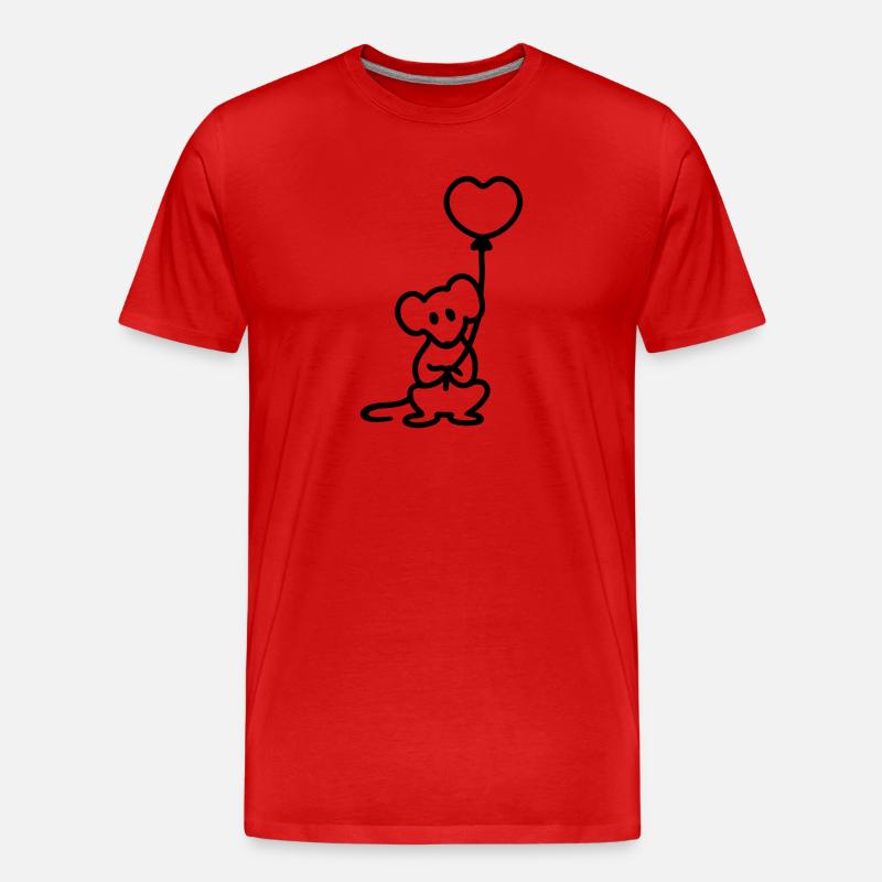 Maus + Ballon - Line - Männer Premium Bio T-Shirt - Rot