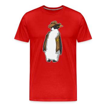 Chapeau du shérif du shérif Pingouin - T-shirt bio Premium Homme - rouge - Devant - Damien (186cm)