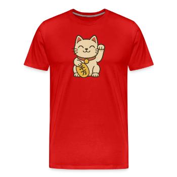 Pièce de fortune Maneki Neko - T-shirt bio Premium Homme - rouge - Devant - Damien (186cm)