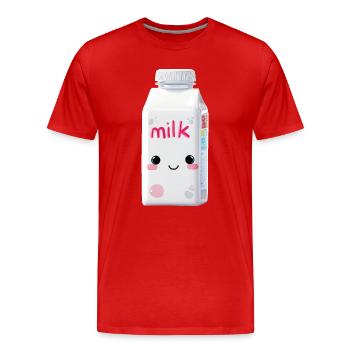 Milch Kawaii - Männer Premium Bio T-Shirt - Rot - Vorne - Damien (186cm)