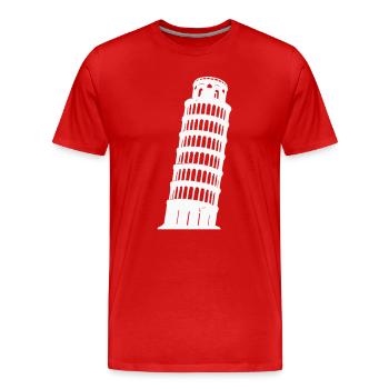 Silhouette de la Tour de Pise Monochrome - T-shirt bio Premium Homme - rouge - Devant - Damien (186cm)
