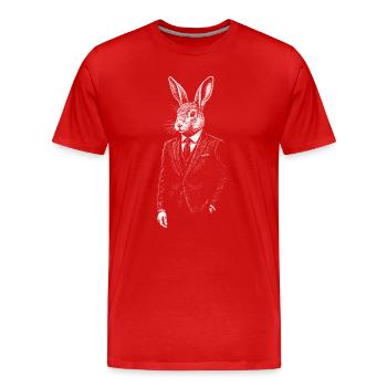 Dapper Rabbit in Suit - Men's Premium Organic T-Shirt - red - Front - Damien (186cm)