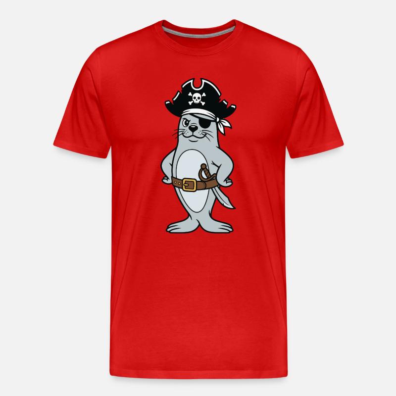 Robbenpirat - Männer Premium Bio T-Shirt - Rot