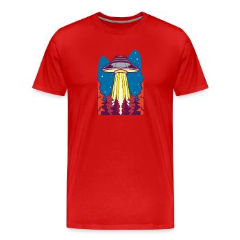 Alien | UFO | Raumschiff | UAP | außerirdische - Männer Premium Bio T-Shirt - Rot - Vorne - Damien (186cm)
