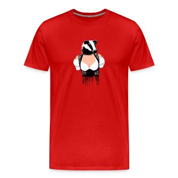 dachs ,dirndl,stinktier,volksfest - Männer Premium Bio T-Shirt - Rot - Vorne - Damien (186cm)