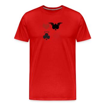 Poker Black Jack Ass Devil Devil Ange Carte Casino - T-shirt bio Premium Homme - rouge - Devant - Damien (186cm)