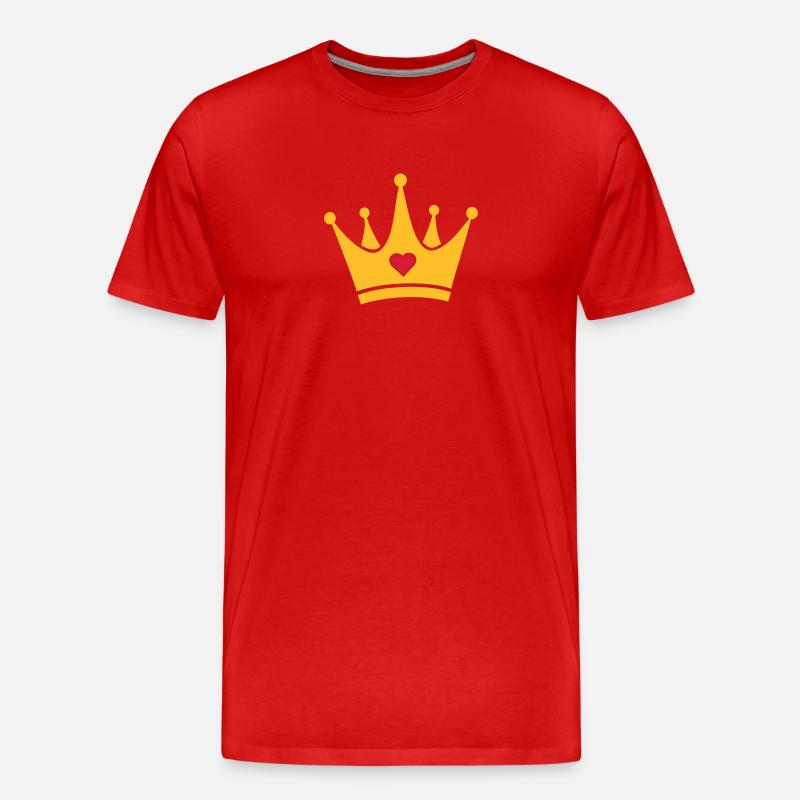Krone mit Herz-Diamant - Männer Premium Bio T-Shirt - Rot