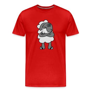 sour angry angry frustrated angered lamb baby funn - Men's Premium Organic T-Shirt - red - Front - Damien (186cm)