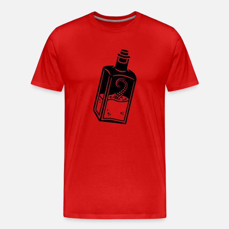 Oktopus in der Flasche - Männer Premium Bio T-Shirt - Rot