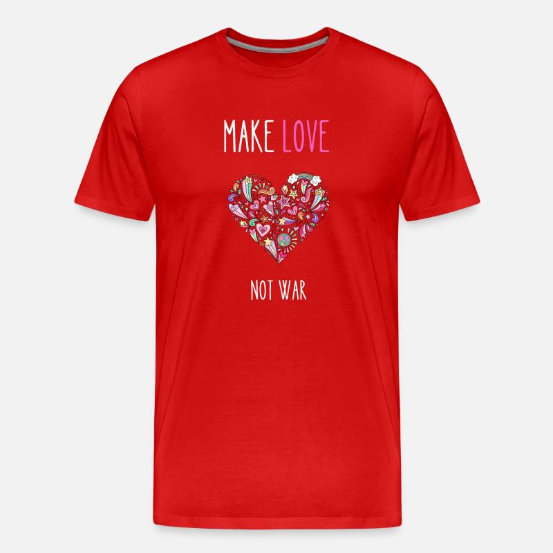 Make Love statt Krieg - Männer Premium Bio T-Shirt - Rot