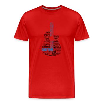 Guitare Noir/Bleu - sur lumière - T-shirt bio Premium Homme - rouge - Devant - Damien (186cm)