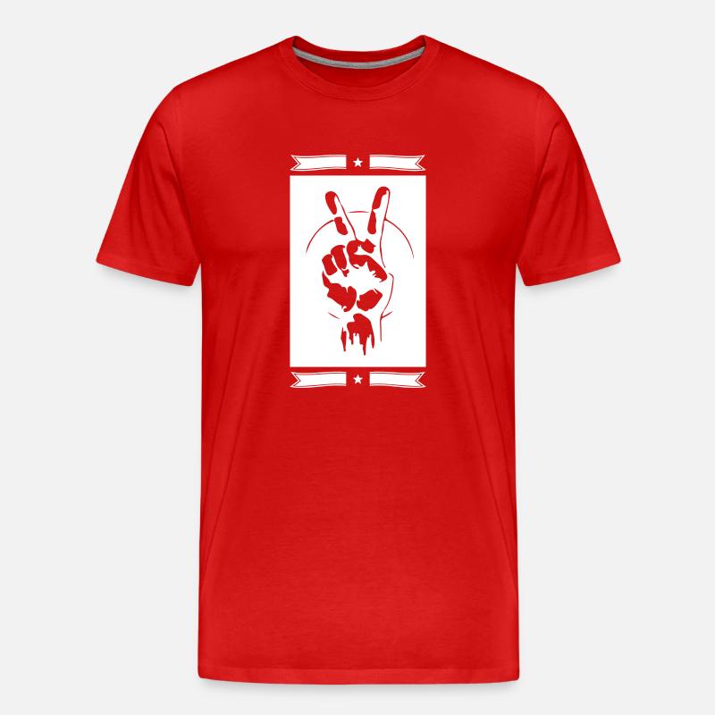 Frieden Hand Zeichen Peace - Männer Premium Bio T-Shirt - Rot