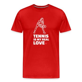 I love tennis - Men's Premium Organic T-Shirt - red - Front - Damien (186cm)