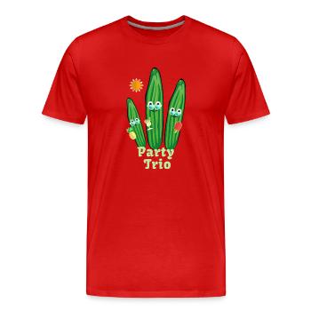 Cucumber Family,Cucumber,Cucumber,Fly,Trio - Men's Premium Organic T-Shirt - red - Front - Damien (186cm)