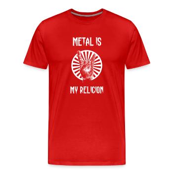 Metal is my religion - T-shirt bio Premium Homme - rouge - Devant - Damien (186cm)