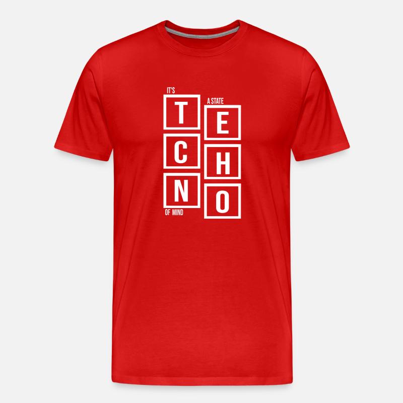 Techno ist ein Geisteszustand, Zitat - Männer Premium Bio T-Shirt - Rot