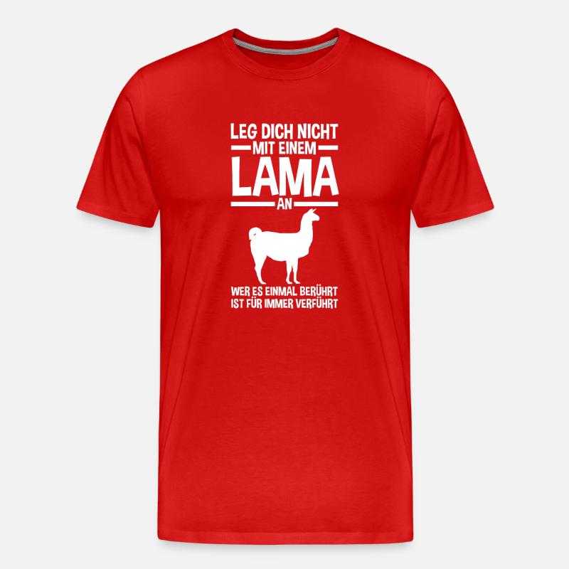 Lama - Männer Premium Bio T-Shirt - Rot