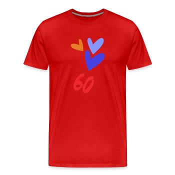 60. 60 JAHRE. 60-JÄHRIGES JUBILÄUM. GEBURTSTAG 60 JAHRE. - Männer Premium Bio T-Shirt - Rot - Vorne - Damien (186cm)