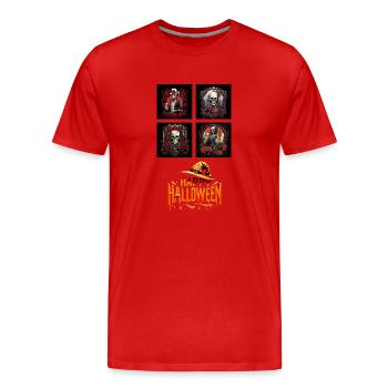 Ensemble squelette rétro Halloween - T-shirt bio Premium Homme - rouge - Devant - Damien (186cm)