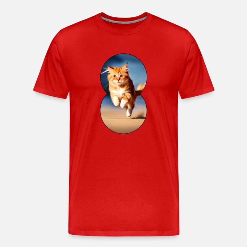 Chat en cours d’exécution 7 - T-shirt bio Premium Homme - rouge