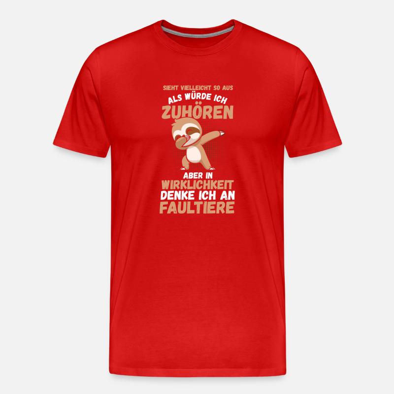 Faultier - Männer Premium Bio T-Shirt - Rot