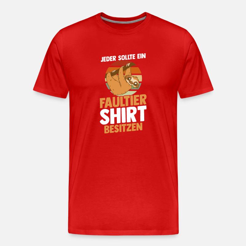 Faultier - Männer Premium Bio T-Shirt - Rot