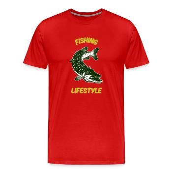 Lebensstil der Fischerei - Männer Premium Bio T-Shirt - Rot - Vorne - Damien (186cm)