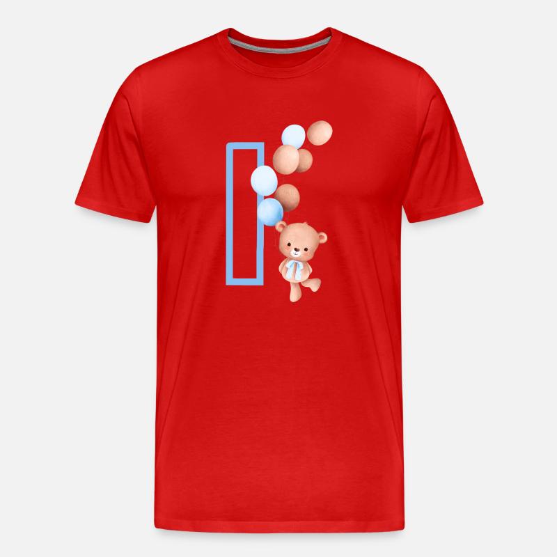 Blauer Buchstabe i Bär - Männer Premium Bio T-Shirt - Rot
