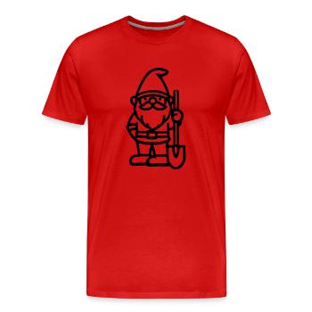 Gartenzwerg Zwerg mit Schaufel - Männer Premium Bio T-Shirt - Rot - Vorne - Damien (186cm)