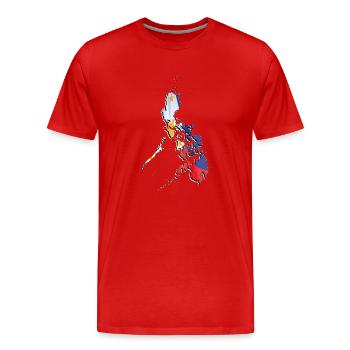 Philippinen Flagge in der Philippinen Landkarte - Männer Premium Bio T-Shirt - Rot - Vorne - Damien (186cm)