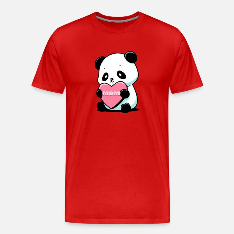 Panda liebt seine Mutter - Männer Premium Bio T-Shirt - Rot