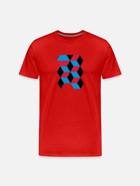 3D Muster Cubes - Männer Premium Bio T-Shirt - Rot
