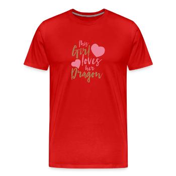 Fantasy / Drachen: This Girl Loves Her Dragon - Männer Premium Bio T-Shirt - Rot - Vorne - Damien (186cm)