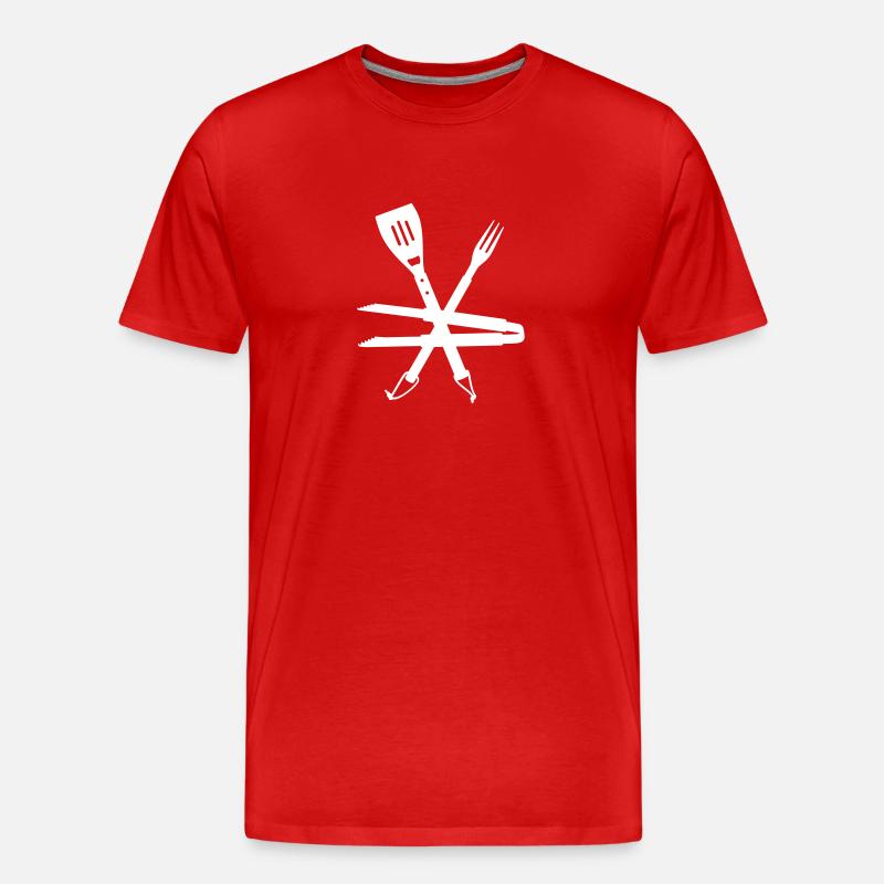 Grillbesteck / BBQ Utensils (1c) - Männer Premium Bio T-Shirt - Rot