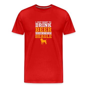 Papa Beagle - T-shirt bio Premium Homme - rouge - Devant - Damien (186cm)