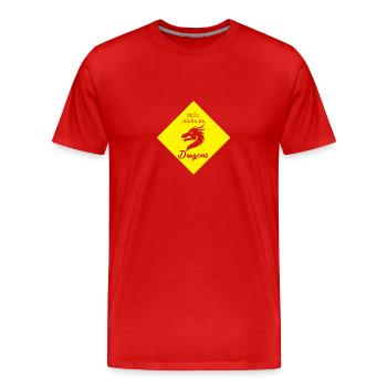 Fantasy / Drachen: Here There Be - Dragons - Männer Premium Bio T-Shirt - Rot - Vorne - Damien (186cm)
